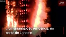 Imagens mostram arranha-céu residencial sendo consumido pelo fogo em Londres