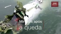 Vídeo feito de 1º barco a alcançar destroços mostra momentos após a queda de avião com Teori