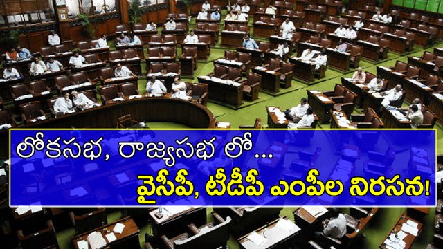 TDP-YSRCP MPs Protest In Parliament