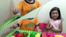 Learn Names of Fruits and Vegetables with Toy Velcro Cutting Fruits and Vegetables and Learn Colors