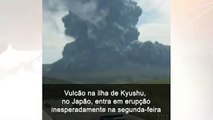 Vulcão entra em erupção inesperadamente em ilha japonesa