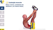 Exercícios abdominais: Supra abdominal com pernas verticais e toque dos tornozelos
