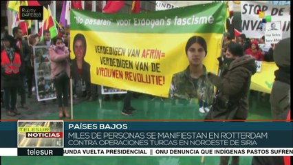 Miles protestan en Rotterdam contra operaciones turcas en Siria