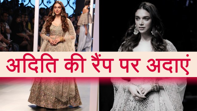 Lakme Fashion Week: Aditi Rao Hydari walks the ramp Ivory Silk lehenga; Watch Video | FilmiBeat