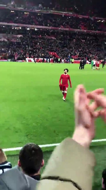 Mo Salah the Egyptian king comes  over regardless of the result to give a kid his shirt who held a sign with his name for 90 minutes