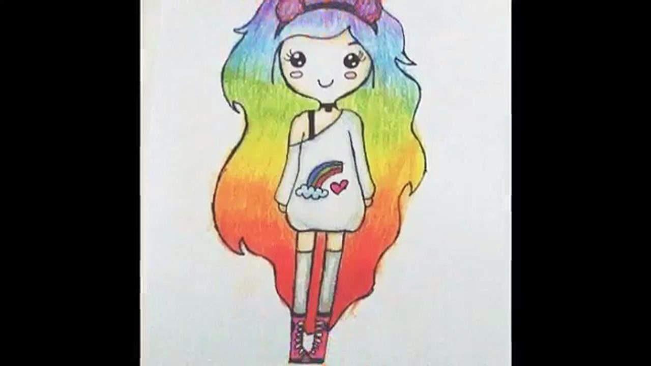 COMO DESENHAR BONEQUINHA TUMBLR ARCO-ÍRIS - REDESENHANDO DESENHOS DOS INSCRITOS #2