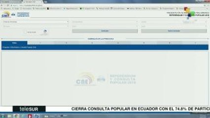 Página del CNE ecuatoriano no muestra resultados