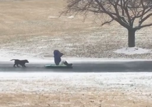 Wishing for Snow, Virginia Girl Settles for Sledding on Ice