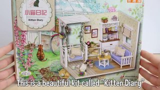 DIY Miniature Dollhouse Kit Cute Living Room Roombox with Working Lights! / Relaxing Crafts