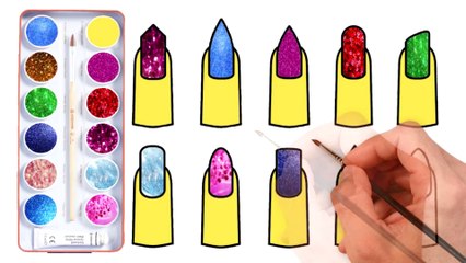 Nail Art Desing Colours for Children Coloring Pages. Сolored glitter for nail art. Full Nail Glitter