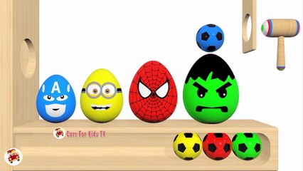 Learn Colors With Surprise Eggs Xylophone Hammer -  Eggs Soccer Balls for Kids