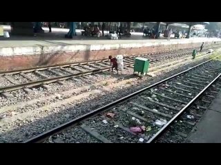 UP: child picks wastage at railway line