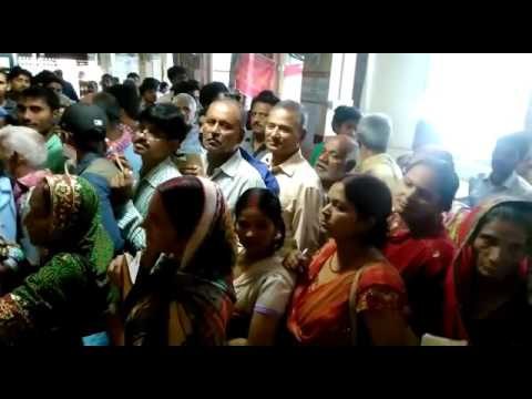 crowd outside banks and post office in buxar to exchange notes