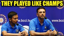 Rahul Dravid praise the U19 world cup winning squad, Watch video | Oneindia News