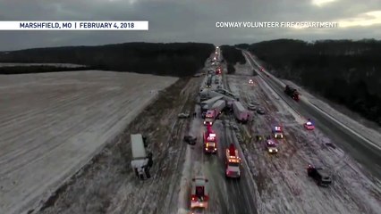 Carambolage sans précédent sur une autoroute enneigée dans le Missouri !