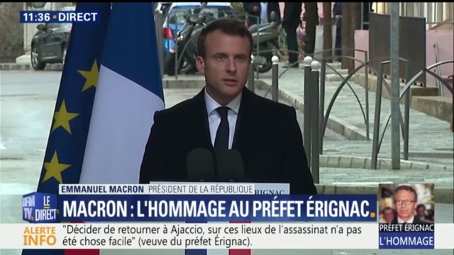 La Corse a été salie par ce crime. L'hommage d'Emmanuel Macron au préfet Érignac, assassiné il y a 20 ans