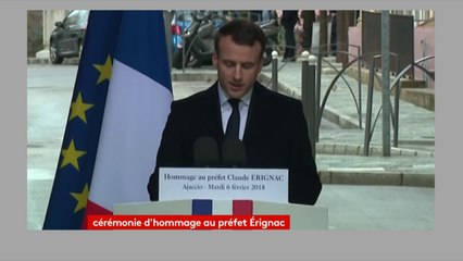 "En inaugurant cette place Claude Érignac, au cœur d’Ajaccio, nous scellons notre union indéfectible dans la République." Emmanuel Macron