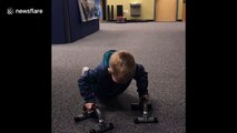 This 4-year-old boy can do more push-ups than you