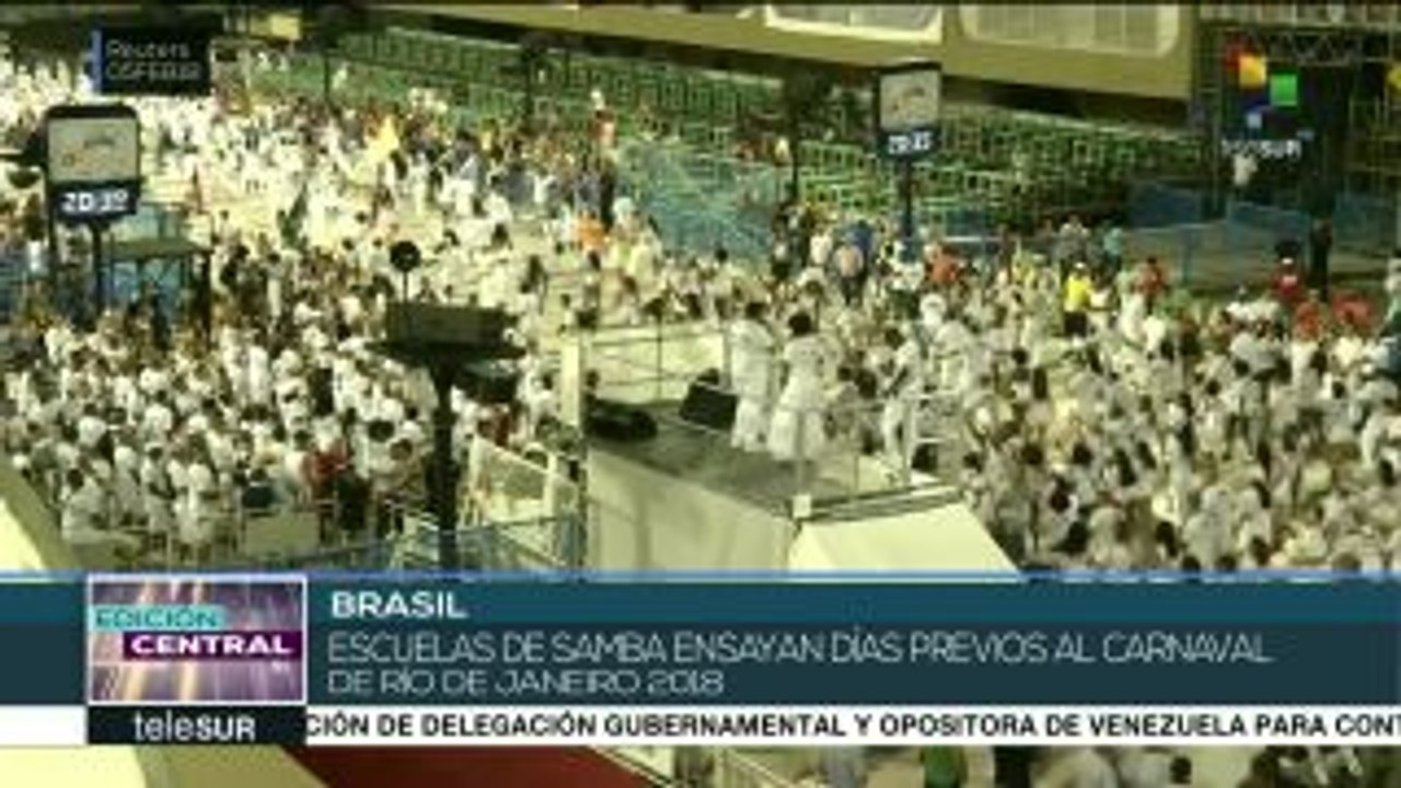 Brasil: escuelas de samba ensayan días previos al carnaval de Río 2018