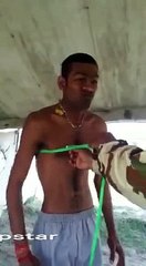 measuring a chest in funny way