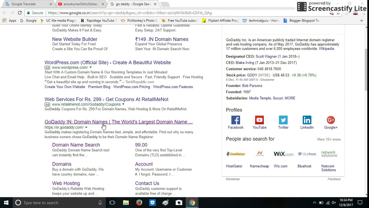 How to create new go daddy account signup,login.register search cheapest domains .