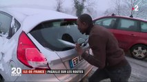 Neige en Île-de-France : les automobilistes coincés dans leur voiture