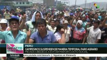 Campesinos peruanos suspenden temporalmente el paro agrario