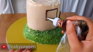 Relaxing cake decorating: Fairy house cake part 2: how to make a buttercream mushroom fairy house