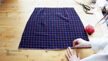 DIY Old Mens Shirt to Button Front Scallop Hem Skirt ✂️ メンズシャツリメイクㅣmadebyaya
