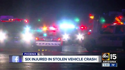 Six people injured in stolen vehicle Phoenix crash