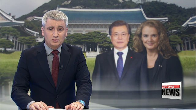President Moon meets with Canadian Governor General Julie Payette ahead of PyeongChang Games