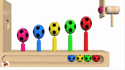 Learn Colors With Soccer Balls  Hammer Xylophone for Children - Colors Balloons Balls for Kids