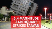 Dramatic footage shows tilted buildings in Taiwan as 6.4-magnitude earthquake as strikes a tourist city