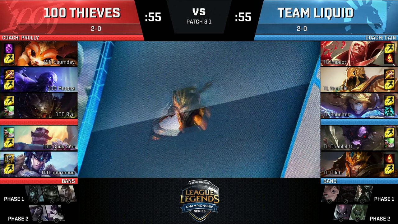 League of Legends - 100 Thieves vs. Team Liquid - Highlights - NA LCS Spring 2018 - by Onivia