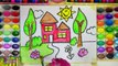 Learn Colors for Kids and Hand Color Watercolor New House Coloring Pages