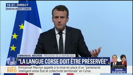 Emmanuel Macron en Corse: "Le bilinguisme, ce n'est pas la coofficialité"