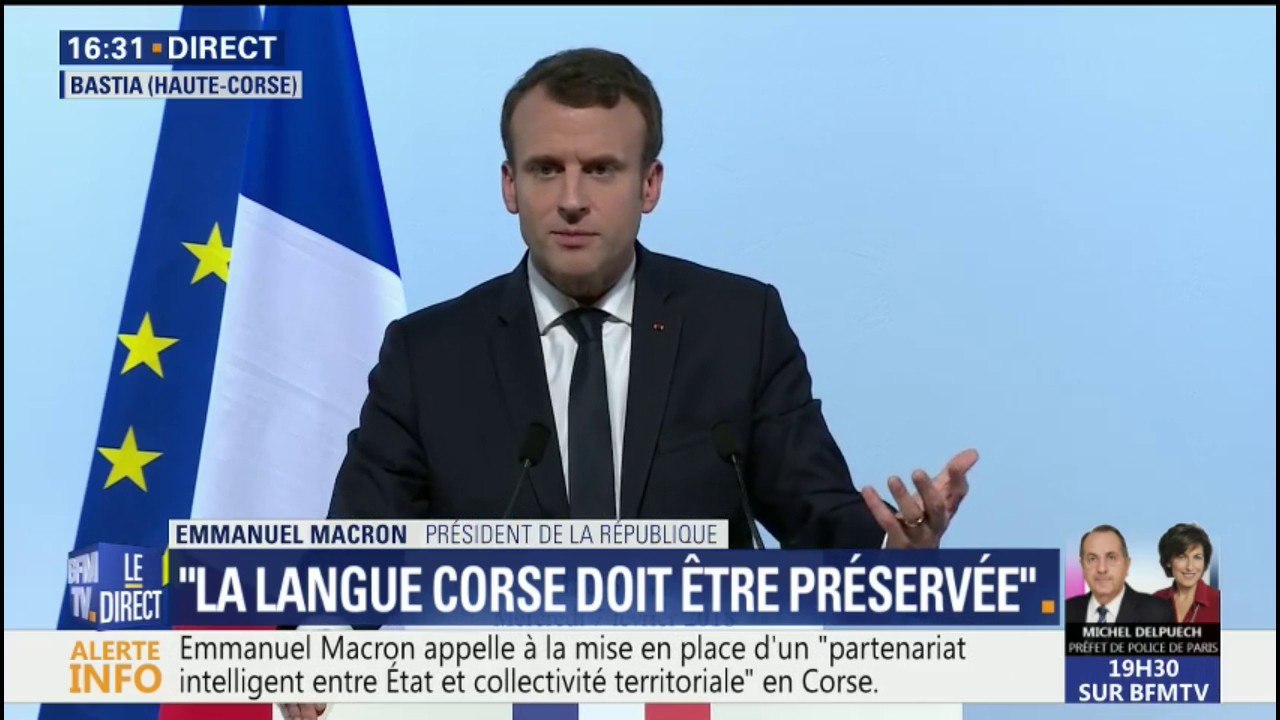 Emmanuel Macron en Corse: "Le bilinguisme, ce n'est pas la coofficialité"
