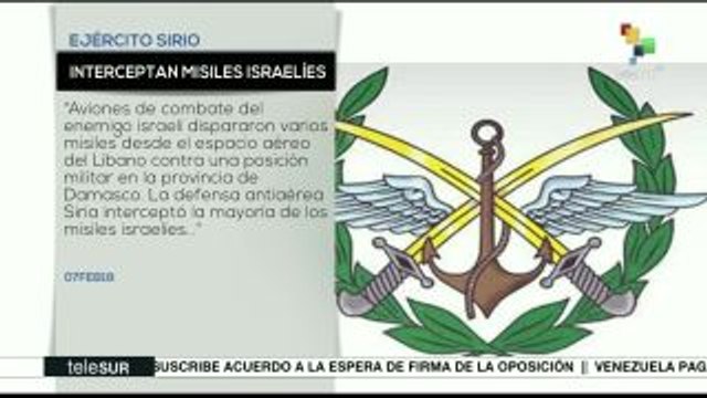 Fuerza armada siria destruye misiles israelíes rumbo a Damasco