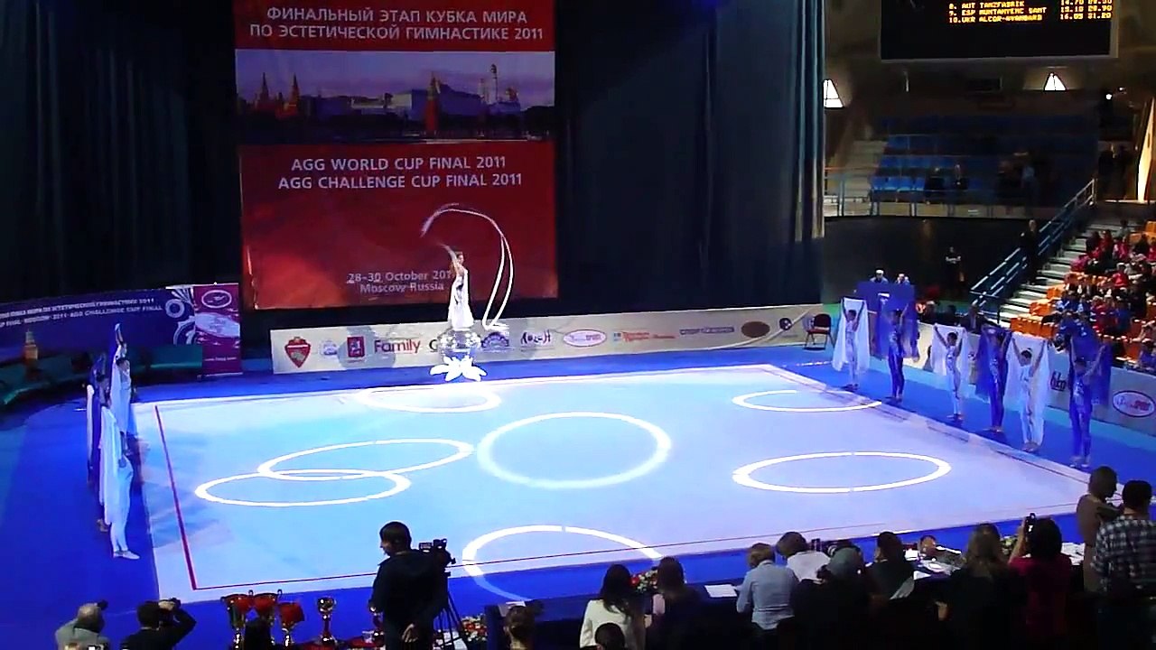 Girl On A Ball With Gymnastic Bands