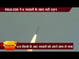pslv c35 carrying 8 satellites lifts off from sriharikota