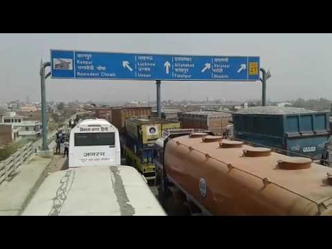 kanpur-lucknow highway stuck in jam after elevated bridge broken