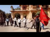 human chain formed by Allahabad University workers