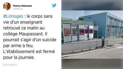 Limoges : un enseignant dépressif se suicide la nuit dans un collège.