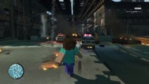 GTA 4: Minecraft in GTA! - (Steve and Creeper Mod Funtage)