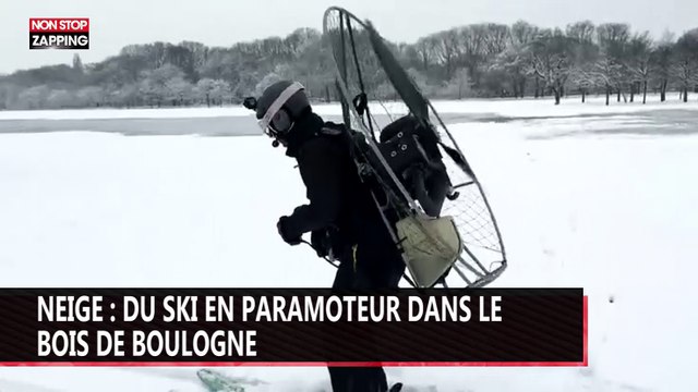 Neige : du ski en paramoteur dans le bois de Boulogne (vidéo)