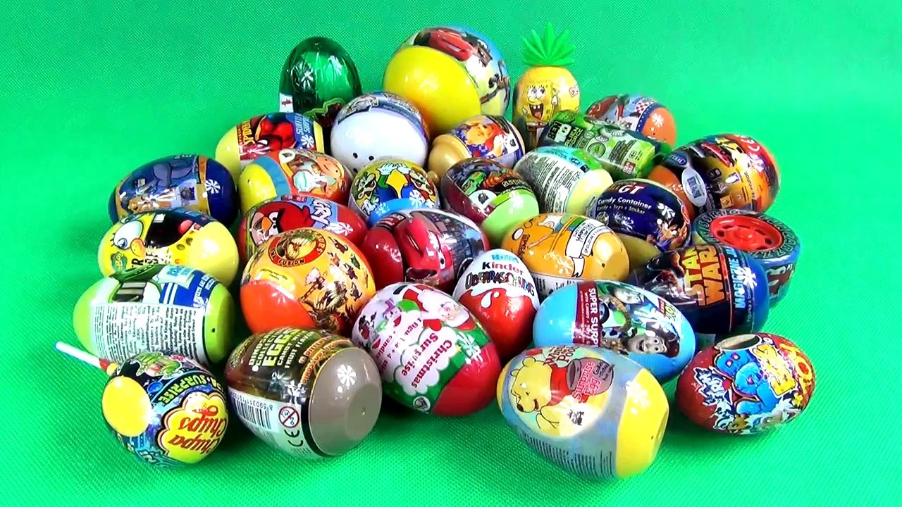 30 Kinder Surprise Eggs! Ben 10, Cars, Winnie, SpongeBob, Dragon Ball, Toys Story, Dino, Monsters
