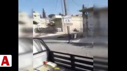 Raco�da çarşıya saldıran PKK/YPG Mehmetçiğin namlusunu görünce böyle kaçtı