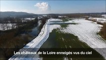 Les châteaux de la Loire enneigés vus du ciel