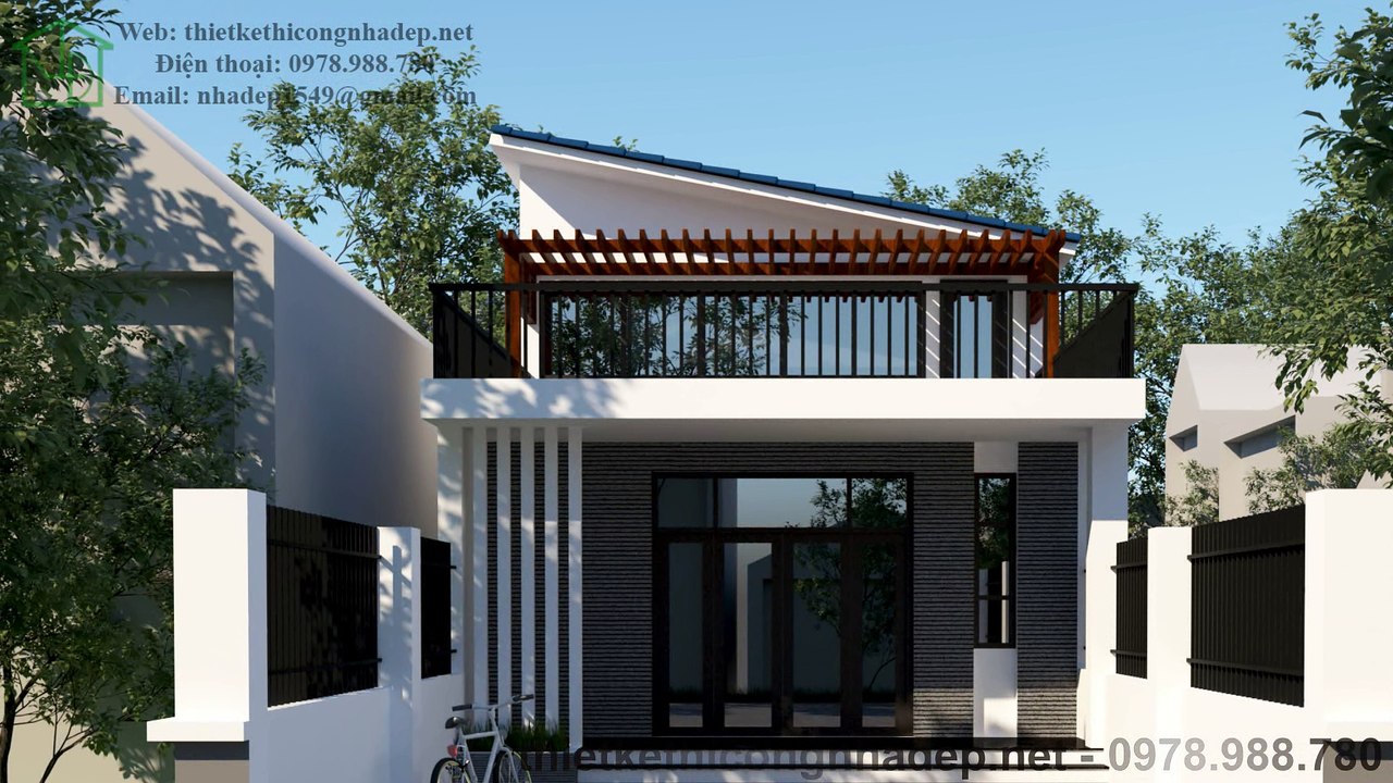 Thiết kế nhà cấp 4 gác lửng mái thái hiện đại