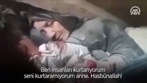 Rejim bombardımanında enkaz altında kalan annesini bulan Sivil Savunma görevlisinin yakarışı yürek burktu